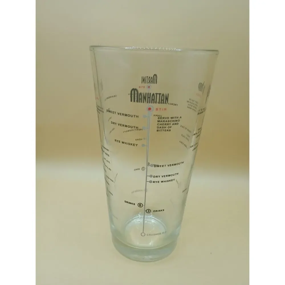 Libbey Duratuff Glass Cocktail Mixer Shaker Mixed Drink Recipes Vintage MCM Bar